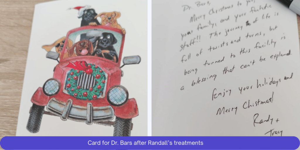 Thank you card from patient to Dr Bars